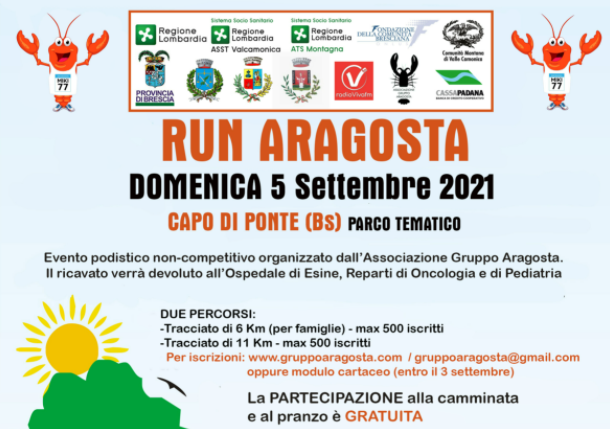 La terza edizione della Run Aragosta si terrà a Capo di Ponte il 5 settembre
